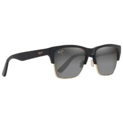 Lunettes De Soleil Maui Jim Perico Noir Brillant Or Gris Neutre Minéral SuperThin